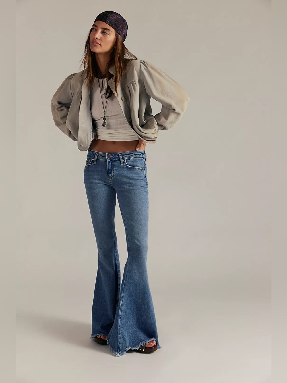 Free People We The Free Emre Flare Jeans Poppy Blue Size 28 - Picture 3 of 16